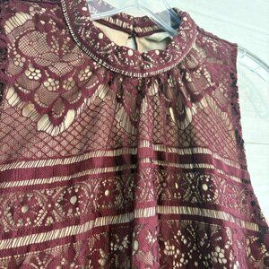 LC Lauren Conrad Maroon Lace Halter Top Sz XL